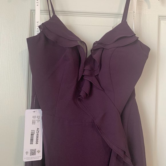 Azazie Kiki Plum Bridesmaid Dress Size 8 HEMMED - Picture 8 of 13
